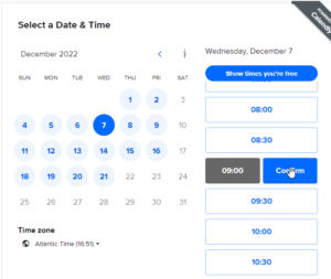 calendly choose time